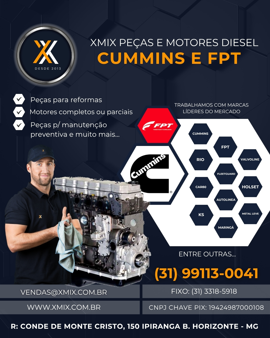Peças para Motores Diesel Cummins e Mercedes todo o Brasil